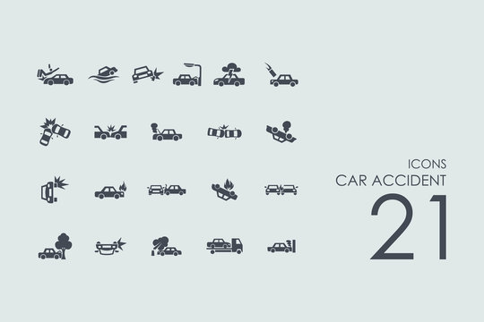 Set of car accident icons