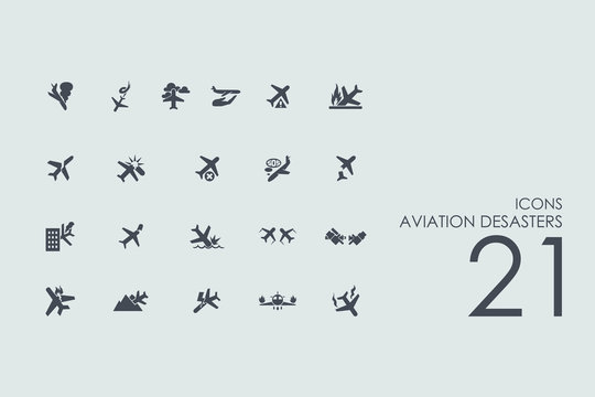 Set of aviation desasters icons