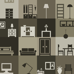 Furniture vector seamless pattern background 6
