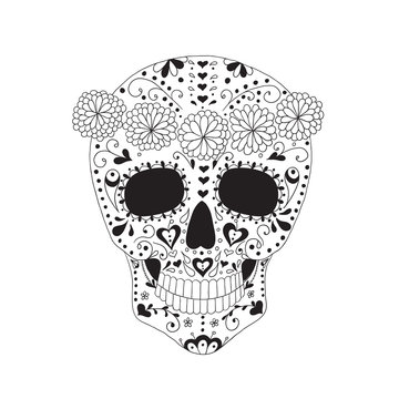 Skull with floral ornament.