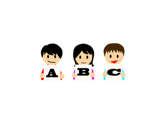 This flat vector illustration depicts that kids are enjoying learning English