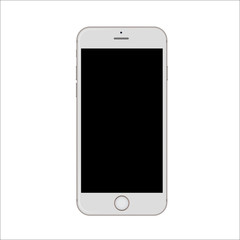 New version of white slim smartphone with blank black screen isolated.