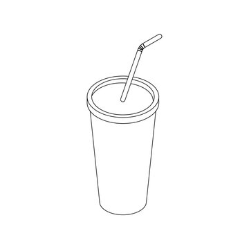 Plastic cup icon, isometric 3d style 