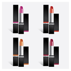 Vector Illustration Lipsticks 4 Color Set