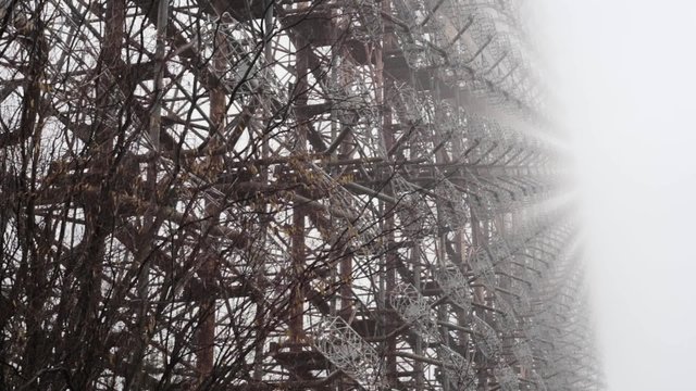 Soviet horizon radar station "Duga" in the Chernobyl exclusion zone. The consequences of the accident at the Chernobyl nuclear power plant.
