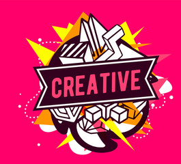 Vector illustration of colorful yellow and white abstract compos