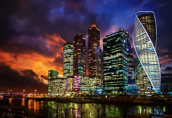 Foto op Canvas Moscow city (Moscow International Business Center) at night, Russia © Tryfonov