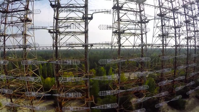Soviet horizon radar station "Duga" in the Chernobyl exclusion zone. The consequences of the accident at the Chernobyl nuclear power plant.