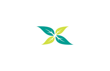 Fototapeta na wymiar x green leaf ecology logo