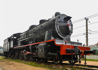Fototapeta na wymiar Locomotora de vapor, trenes, Alcázar de San Juan, Ciudad Real