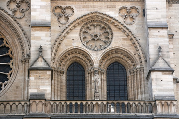 Fototapeta na wymiar Architectural details of Cathedral Notre Dame de Paris.