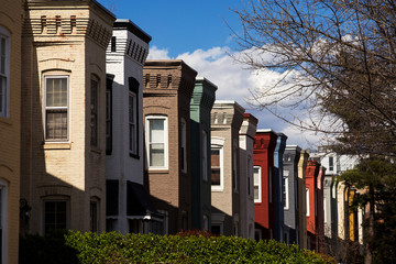 Washington D.C. Row houses on a bright spring day. 