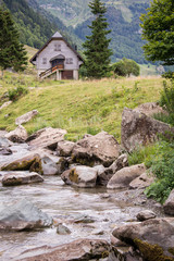 Landscape of the Pyrenees with a river, France