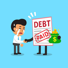 Cartoon businessman paid his debt
