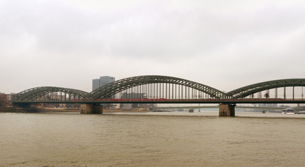 Fototapeta na wymiar View to the bridges in Cologne.