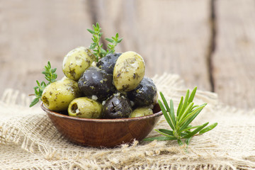 black and green olives
