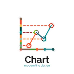 Thin line chart logo design. Graph icon modern colorful flat style