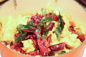 Stair fried Cabbage with dry chili