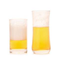 Glass of Cold Beer on White background