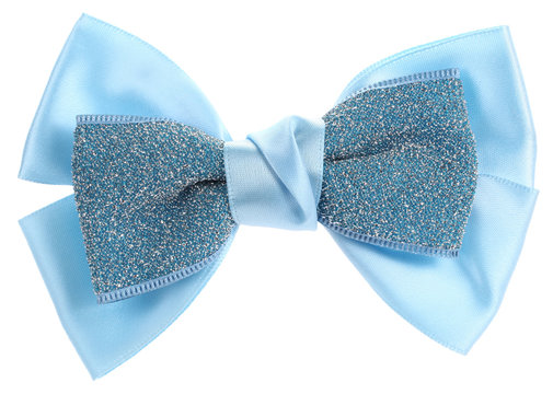 Double Blue Hair Bow Tie With Sequins