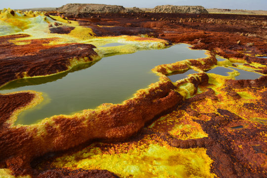 Small Acid Lakes In The Danakil Depression