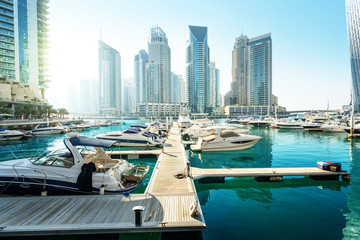 Fototapeta premium Dubai Marina at sunset, United Arab Emirates