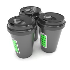 Three paper coffee cups. 3D rendering.