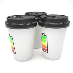Three paper coffee cups. 3D rendering.