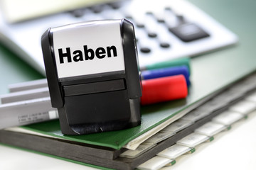 Stempel mit Schrift Haben