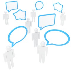 people with talk bubbles isolated over a white background. 3D rendering.