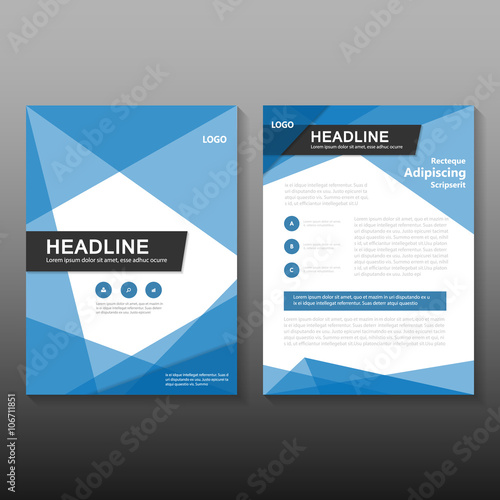 triangle blue vector leaflet brochure flyer template design book