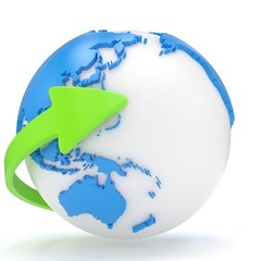 Fototapeta premium Arrow and Earth globe. 3d render