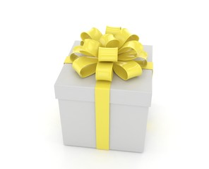 gift box with bows isolated on white. 3D rendering.