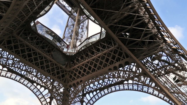Video background with Eiffel tower structure. Paris, France.