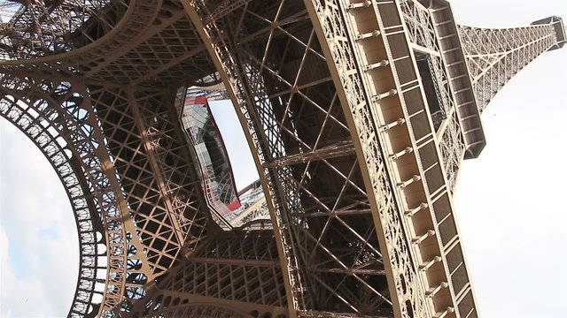 Eiffel Tower, Paris, France, Europe. Overview from the bottom point