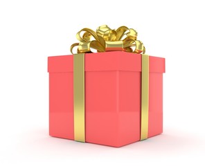 gift box with bows isolated on white. 3D rendering.