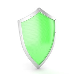 shield icon on white. 3D rendering.