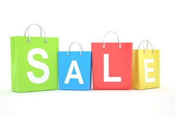 sale written on shopping bag. 3D rendering.