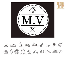 MV Initial Logo for your startup venture