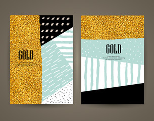 Set of brochures with hand drawn design elements. Vector templates. Trendy backgrounds, patterns and textures.