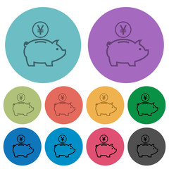 Fototapeta premium Color yen piggy bank flat icons