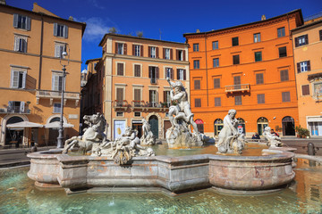 Fototapeta na wymiar Neptune fountain in Navona square, Rome, Italy