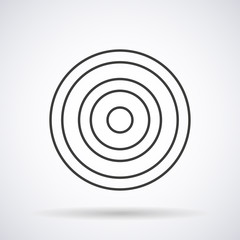 Target icon with the shadow on a white background, vector illustration