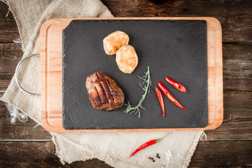 Steak with rosemary and potato