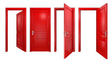 Naklejka premium Collection of isolated red doors