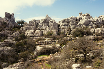 Fototapeta na wymiar View of karst rocks in El Torcal, Antequera. Spain.