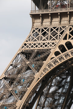 Architectural details of Eiffel Tower, Paris, France, Europe.