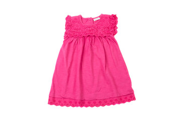 elegant light pink children summer dress, isolated