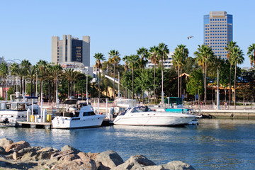 Fototapeta na wymiar Waterfront of Long Beach in Los Angeles metropolitan area