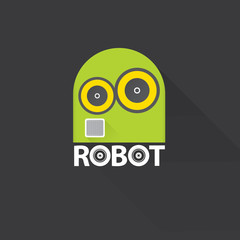 green robot head logo design